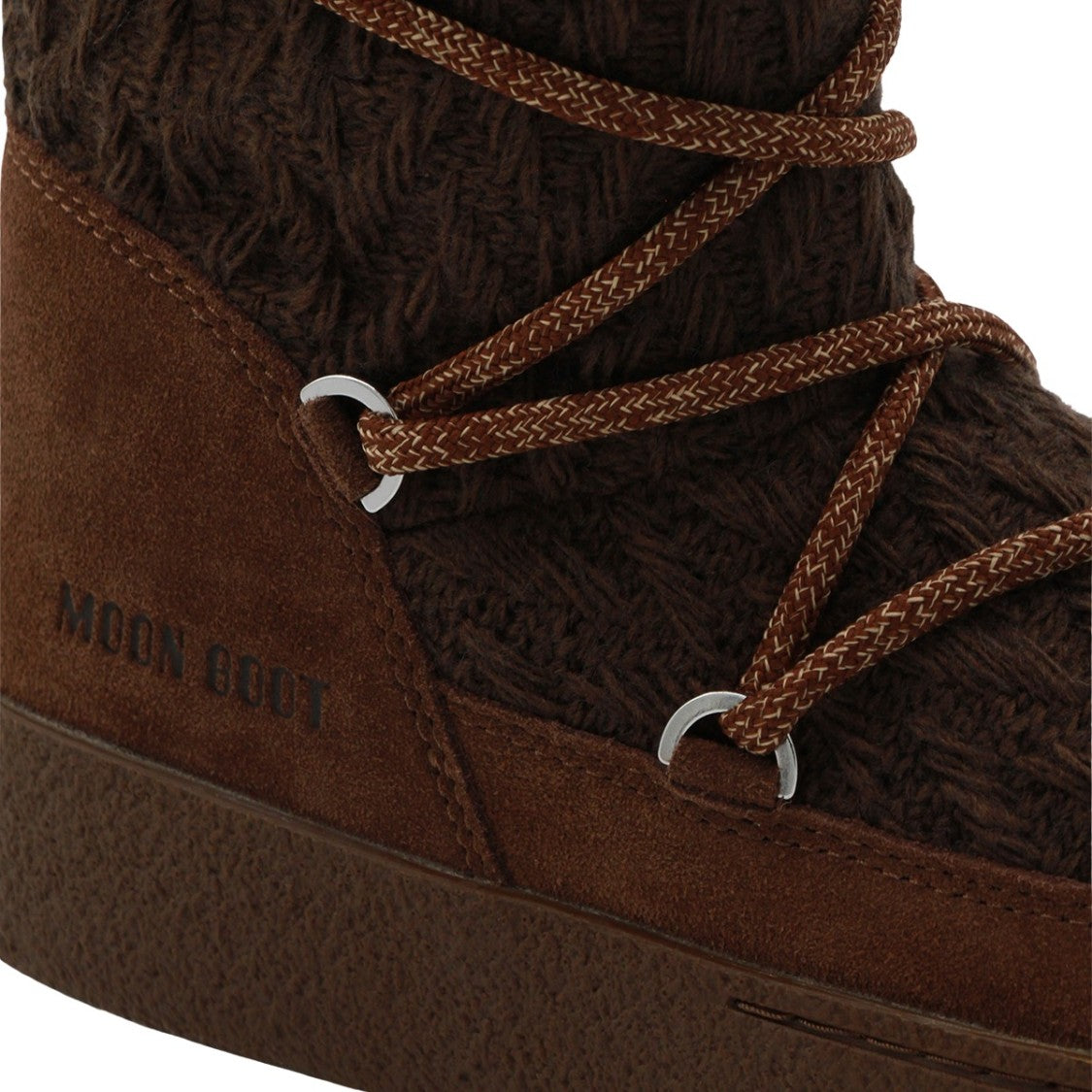 Moon Boot Mid-Calf Textured Knit Boots With Suede Accents