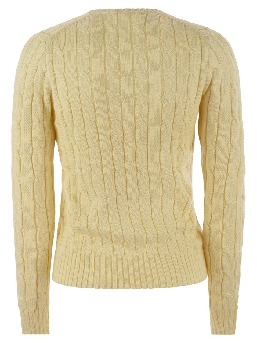 Polo Ralph Lauren Plaited Cotton V-Neck Sweater