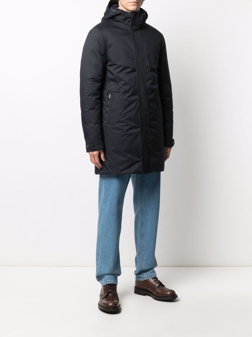 Moorer Navy-Blue Down-Feather Parka With Classic Hood