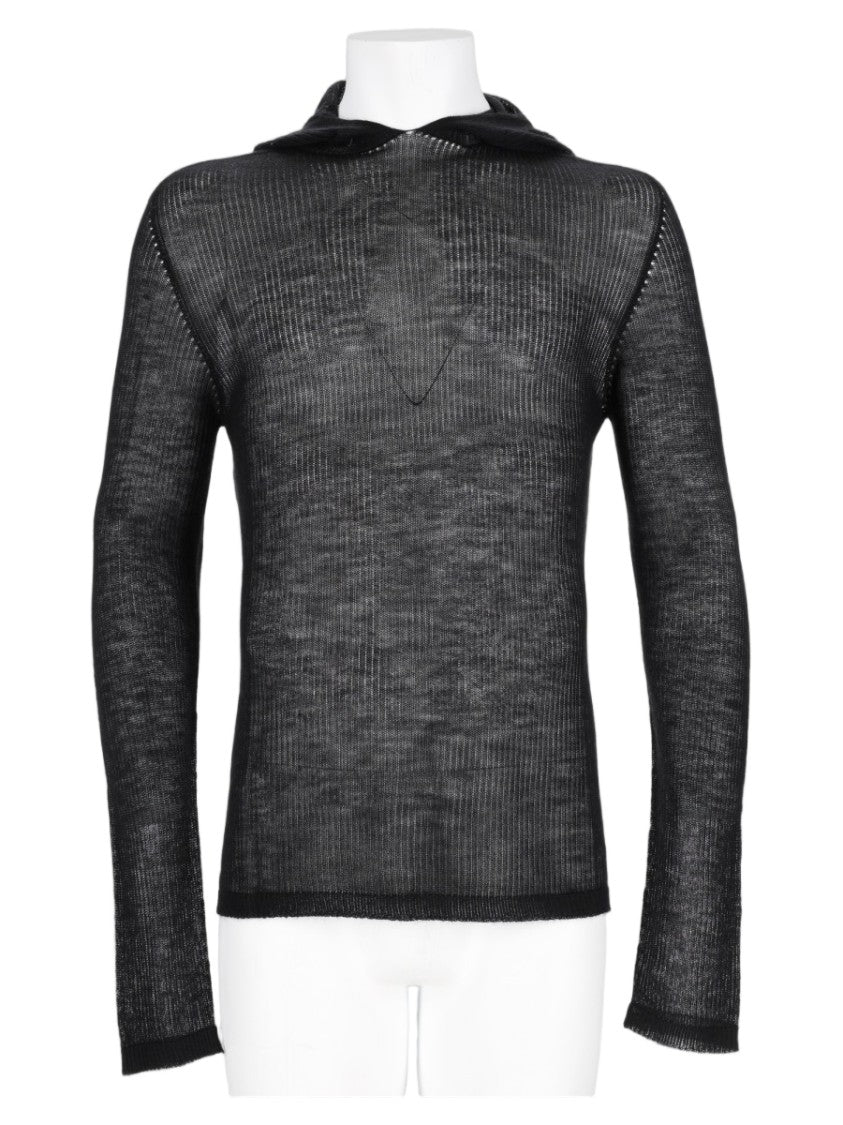 Rick Owens Lightweight Semi-Sheer Cashmere Sweater With Hood