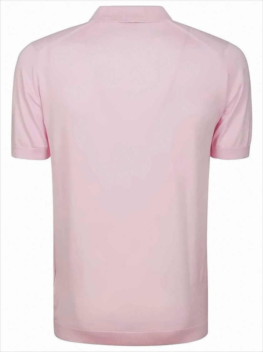 John Smedley Soft Light Pink Short-Sleeve Polo Shirt With Traditional Collar