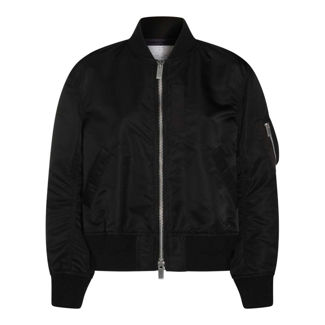 Sacai Oversized Black Jacket With Zip Fastening