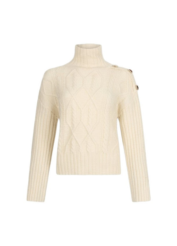 Liu Jo Cable Knit Sweatshirt With Jewel Button Detail
