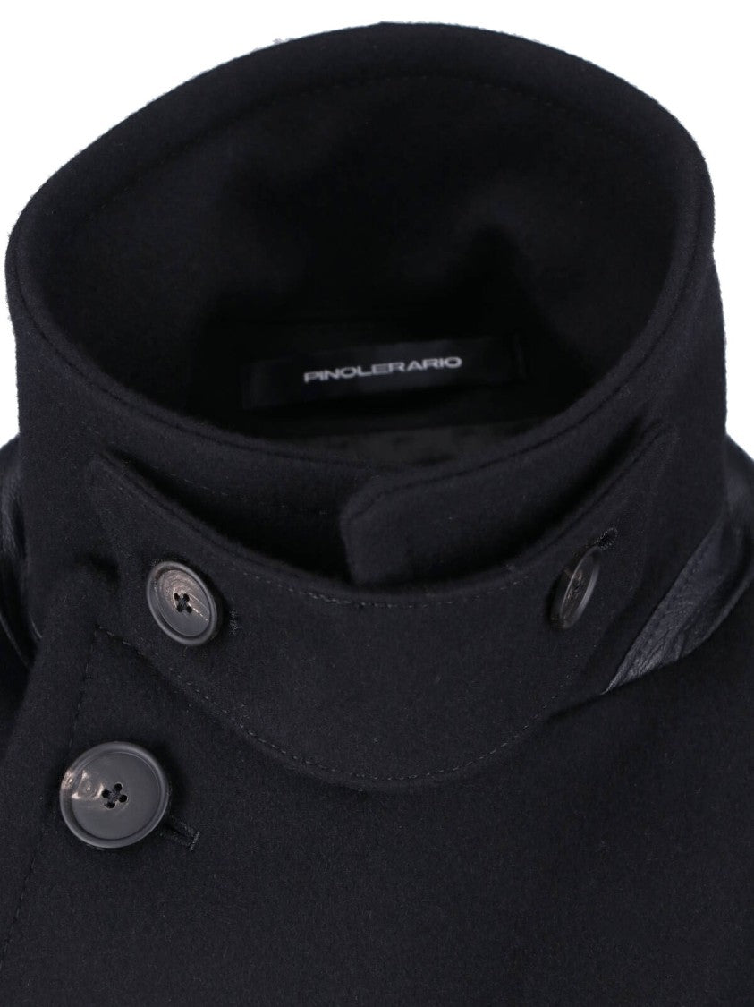 Tagliatore Double-Breasted Black Wool Coat With Classic Lapels