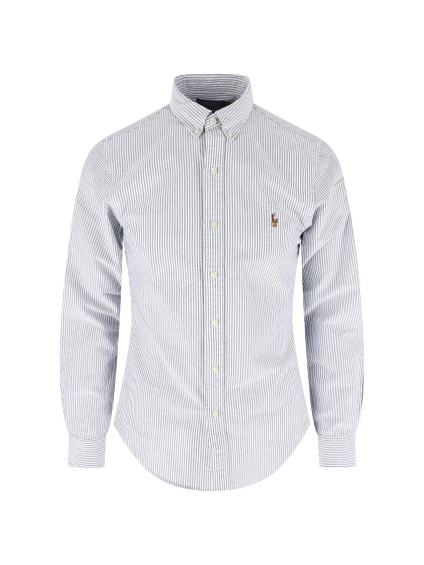 Polo Ralph Lauren Light Blue Vertical Stripe Cotton Button-Down Shirt