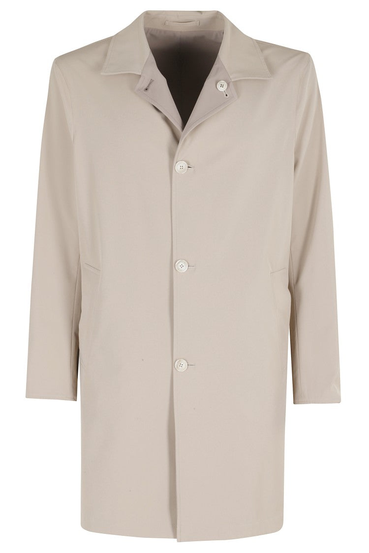 Kired Taupe Reversible Buttoned Polyamide Coat