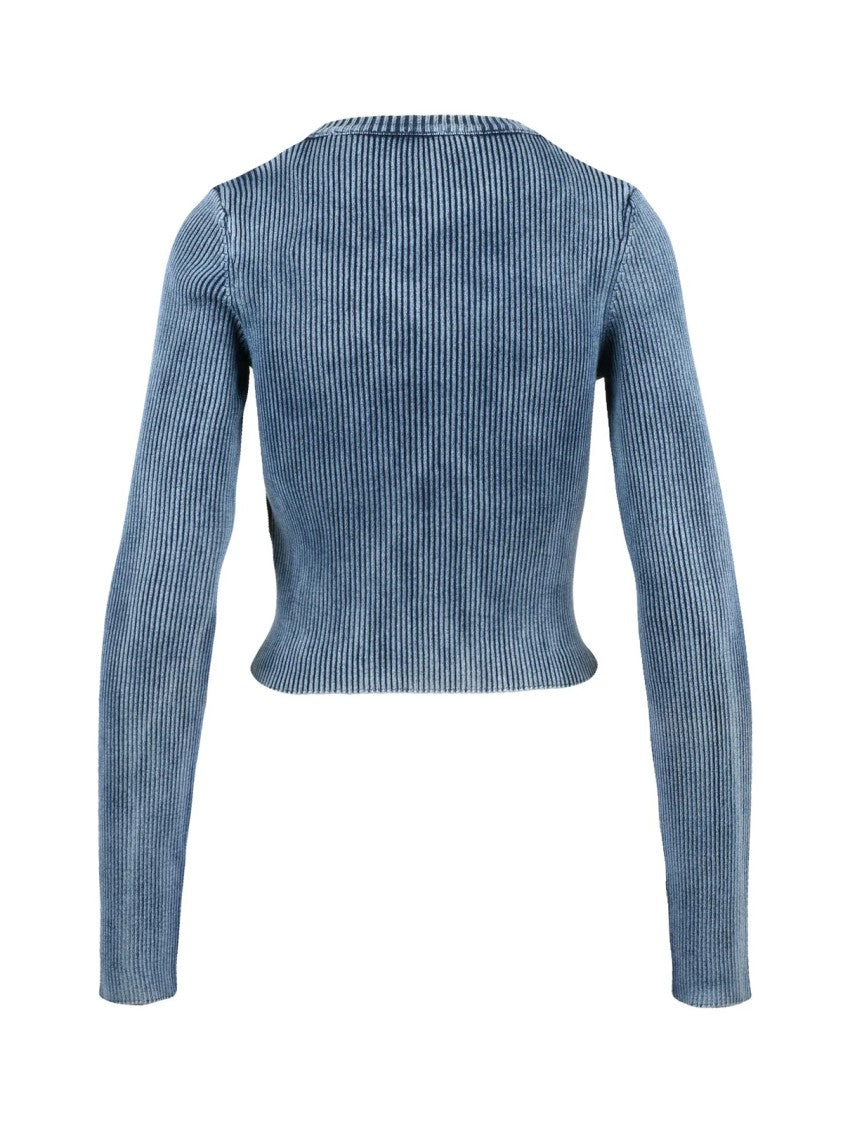 Diesel Textured Blue Ribbed Under-Jacket Knit