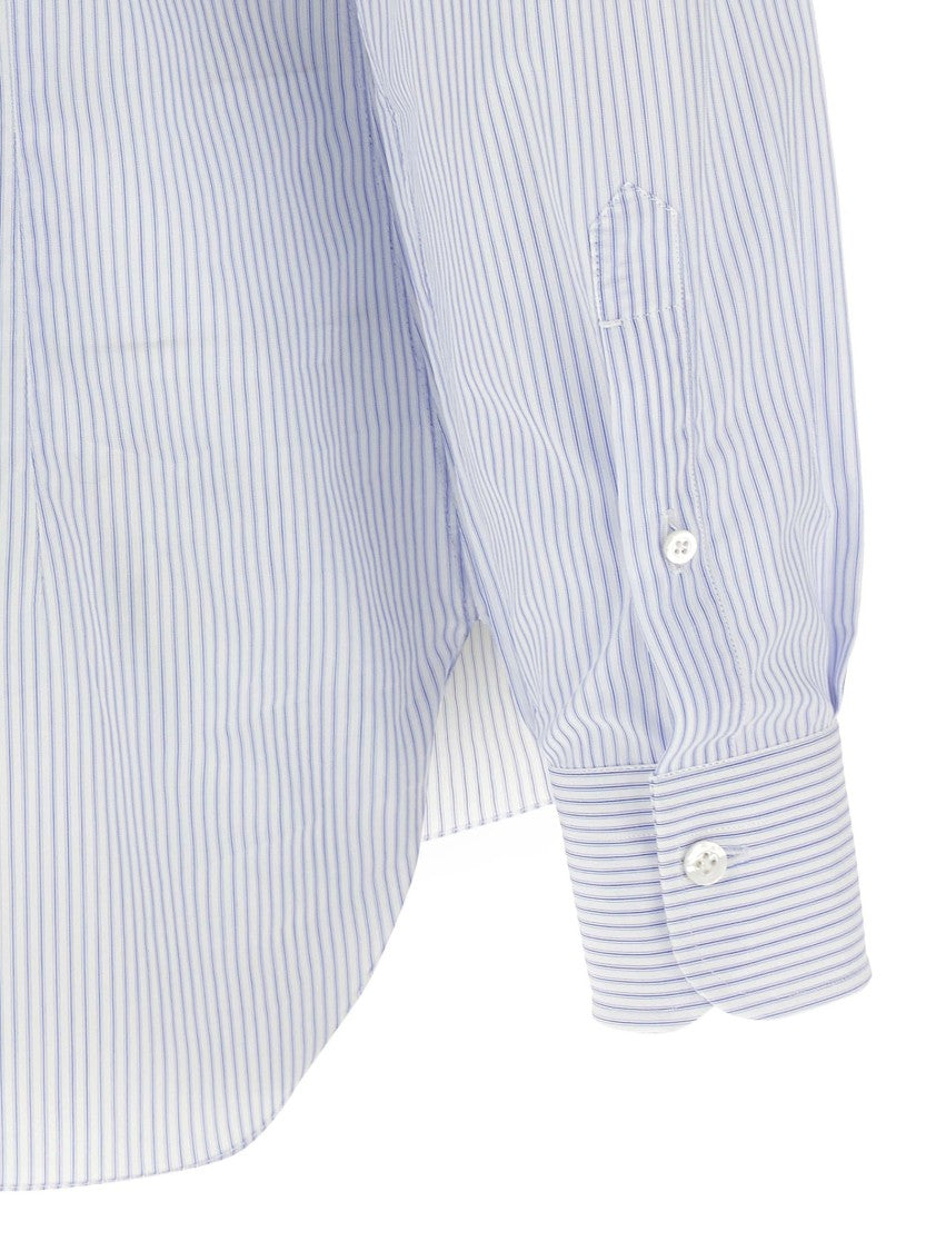 Barba Vertical Stripe Cotton Poplin Shirt With Structured Collar