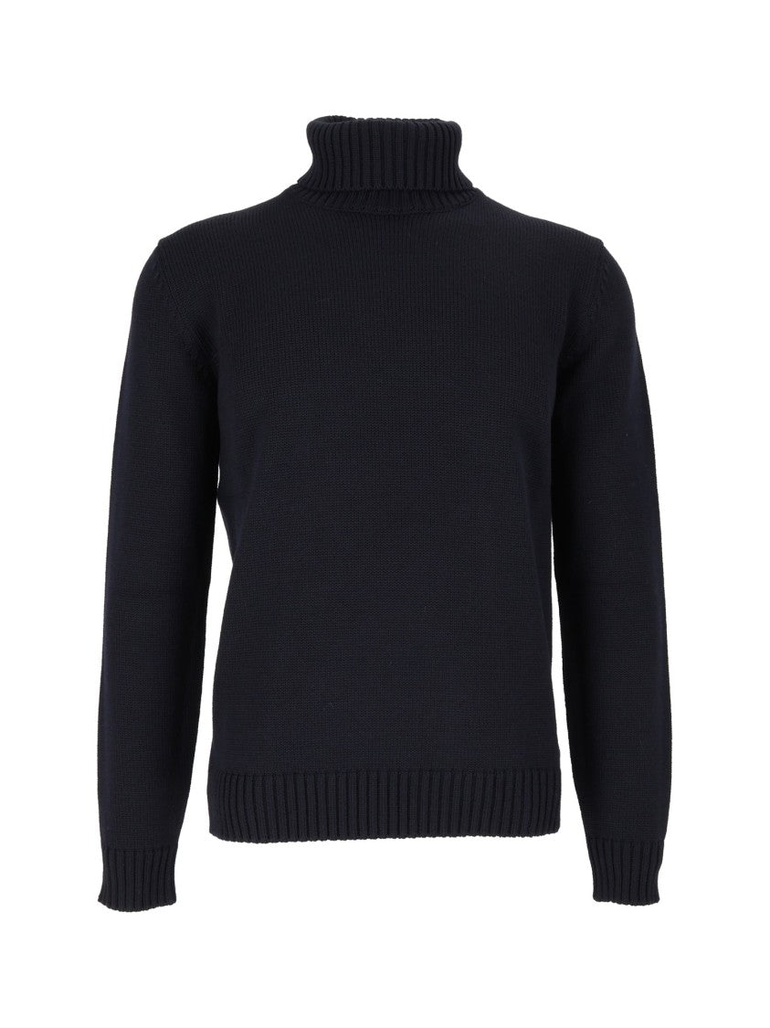 Slowear Zanone Dv Deep Blue Ribbed Turtleneck Sweater