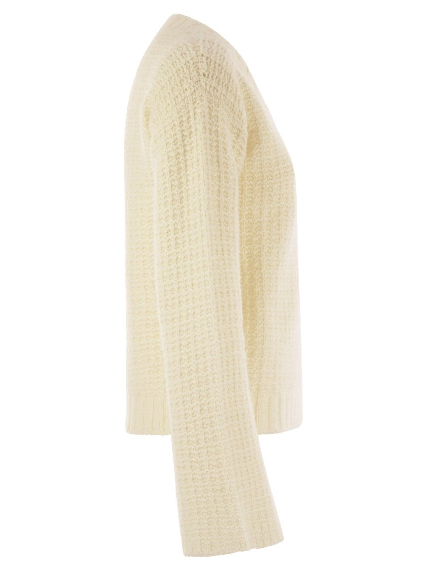 Fabiana Filippi V-Neck Sweater In Platinum With Sequins