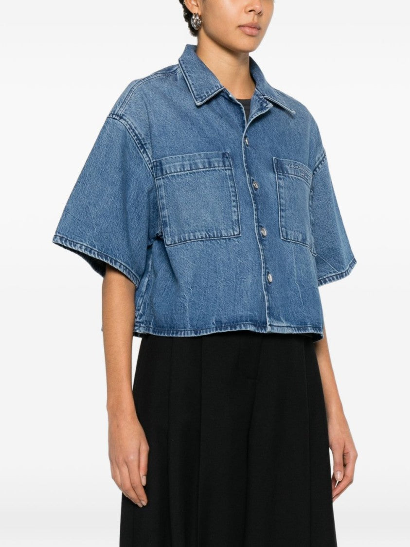 Alexander Wang Cropped Denim Shirt With Boxy Silhouette