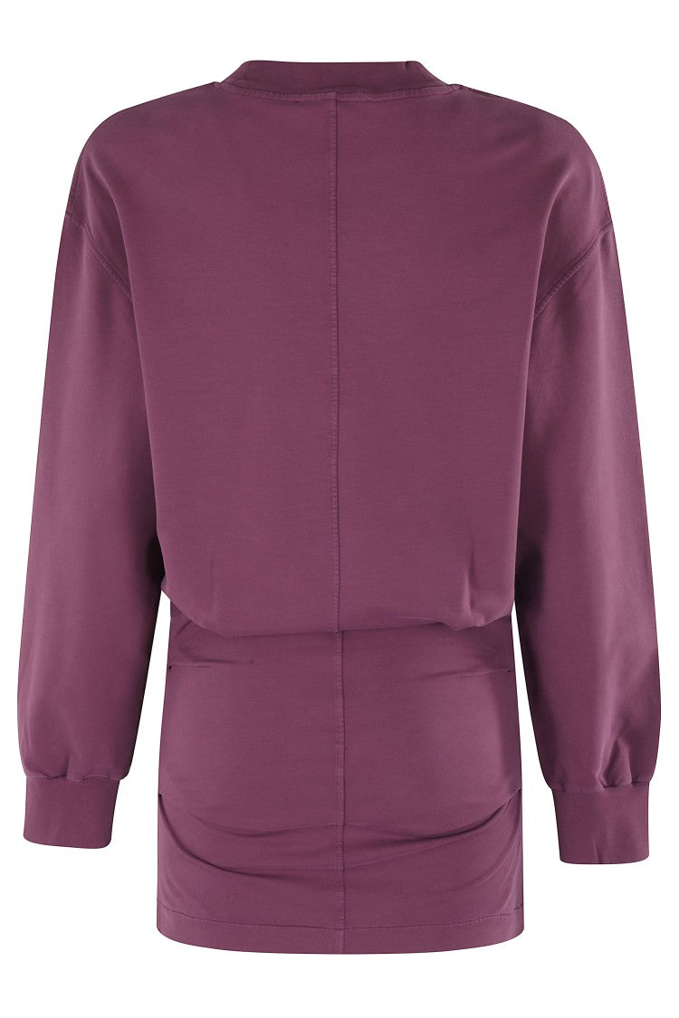 The Attico Burgundy Draped Mini Dress With Long Sleeves