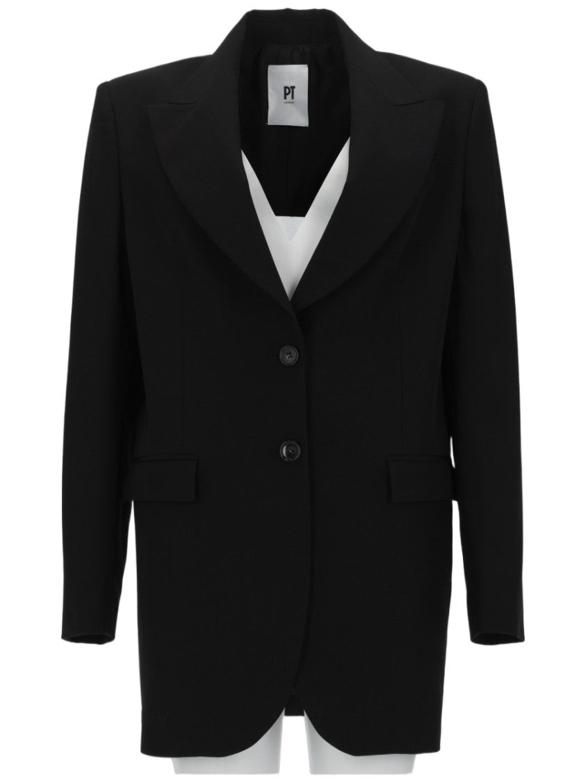 Pt Torino Victoria Virgin Wool Oversized Blazer