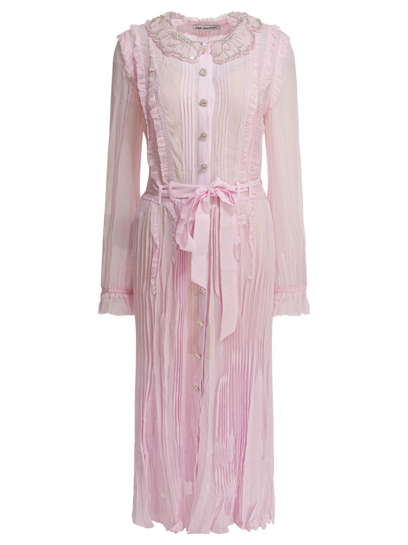 Self-Portrait Pleated Georgette Midi Dress