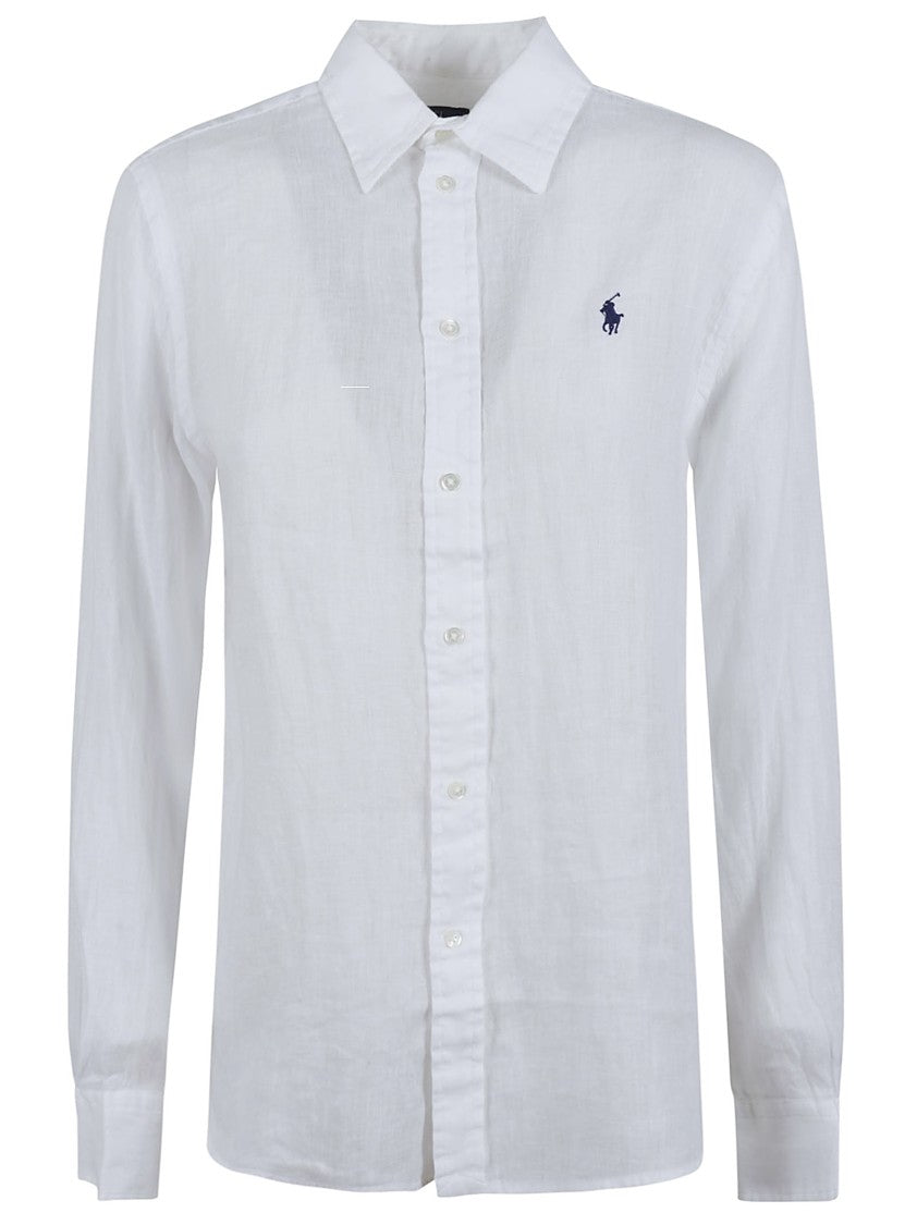 Polo Ralph Lauren White Linen Button-Front Shirt
