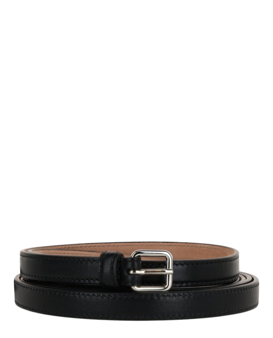 Alexander Mcqueen Double Wrap Calfskin Leather Belt With Prong Closure