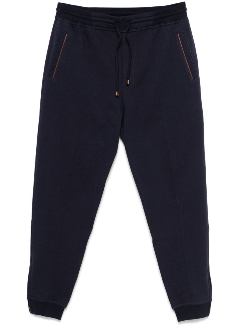 Brunello Cucinelli Navy Blue Trousers With Elasticated Drawstring