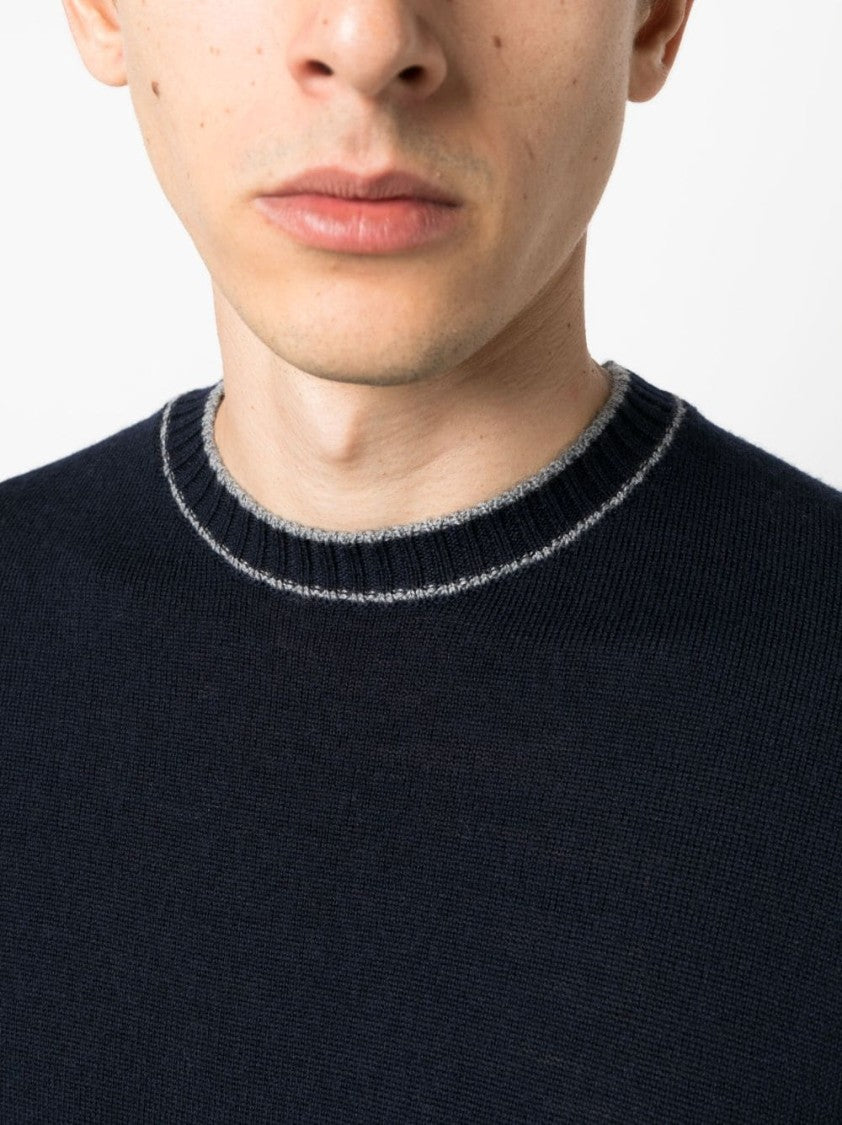 Eleventy Stripe-Detail Wool Sweatshirt