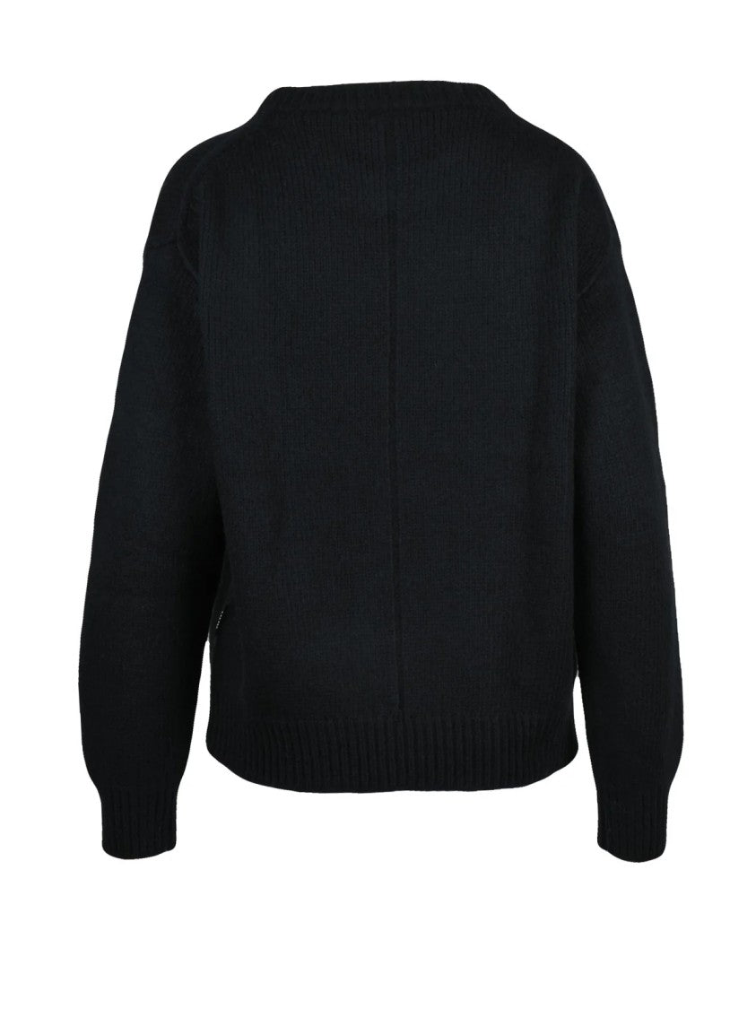 Add Crew Neck Sweater With Relaxed Fit And Ribbed Cuffs