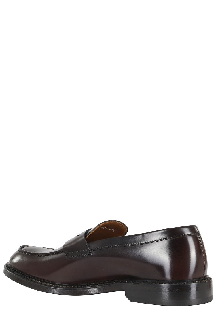 Doucal's Dark Brown Penny Leather-Sole Leather Loafers