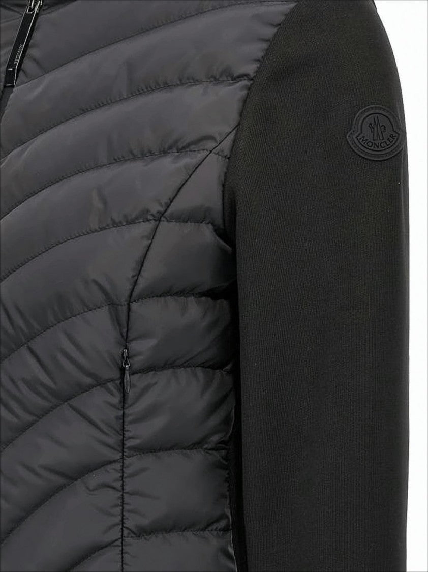 Moncler Quilted Black Training Top With Zip-Up Closure And Hood