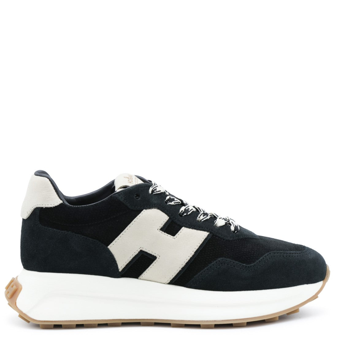 Hogan Chunky Black Sneakers With Distinctive White 'H' Logo