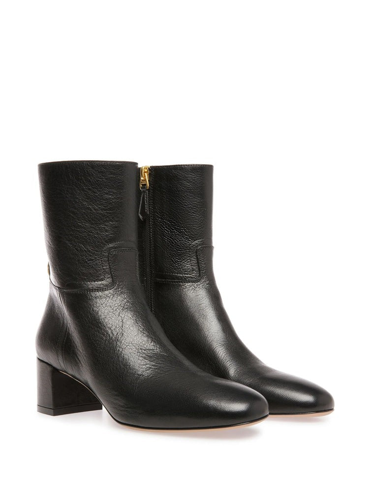 Bally Black Low Block Heel Leather Ankle Boots