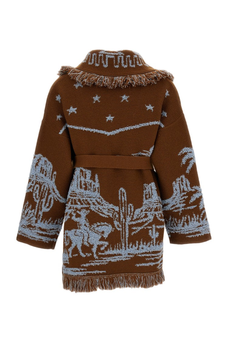 Alanui Tobacco/Wave Canyon Spirit Wool-Cashmere Cardigan