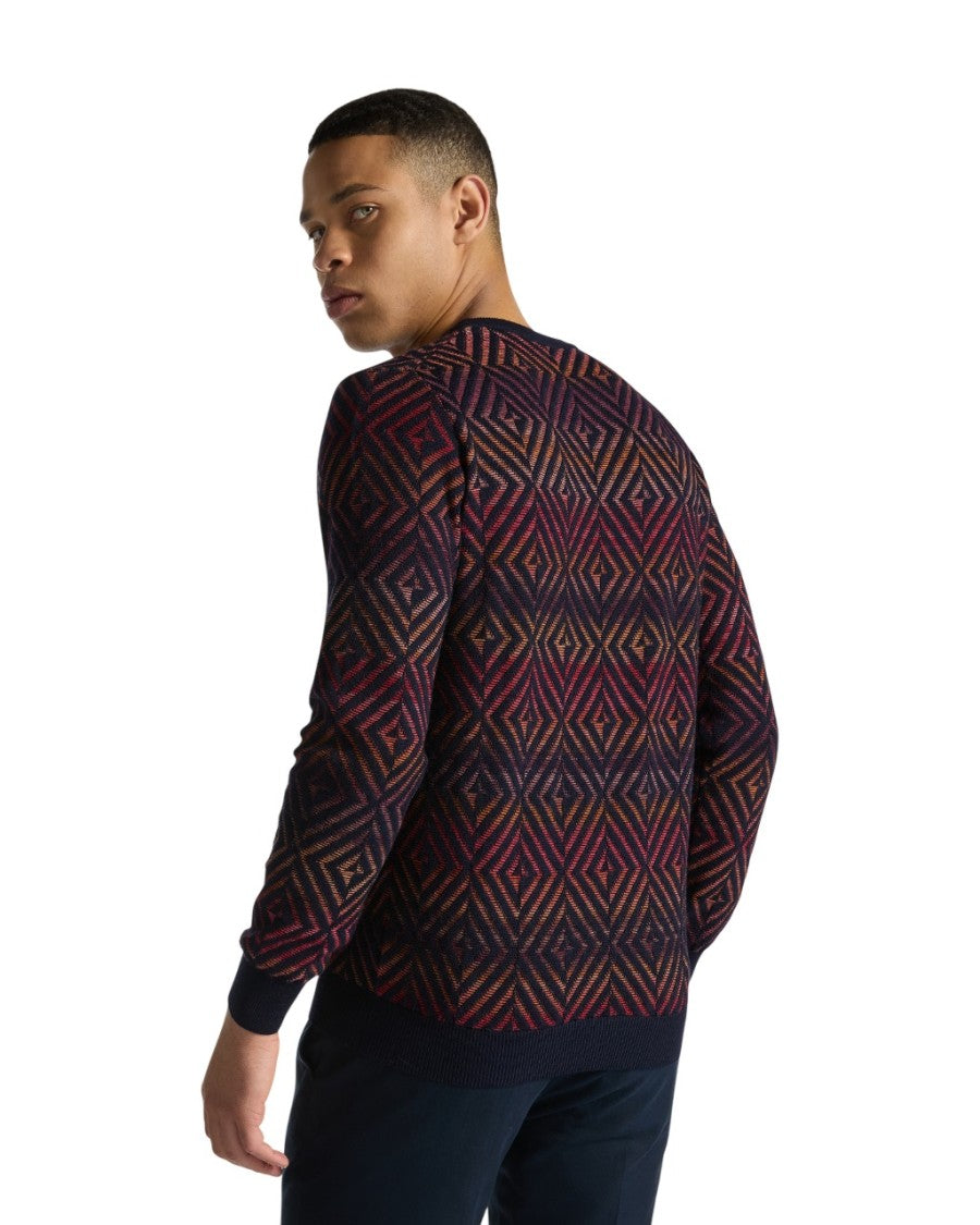 Harmont & Blaine Textured Knit Sweater Embroidered Dachshund Detail