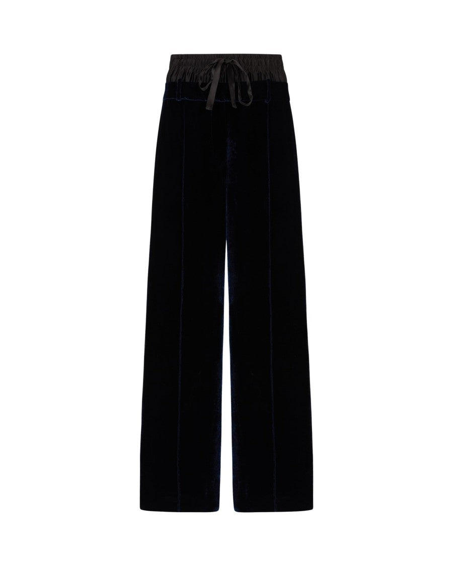 Serena Bute Velvet Double Waistband Relaxed Jogger - Navy