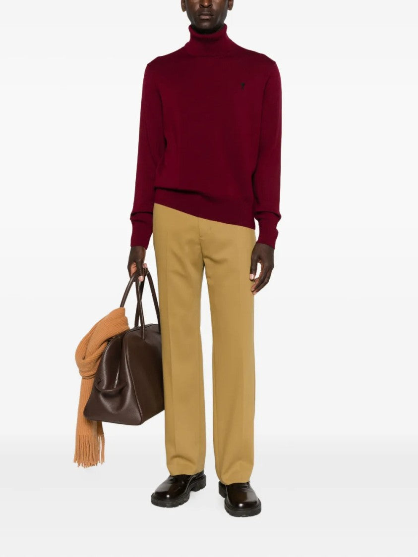 Ami Roll-Neck Embroidered Sweater