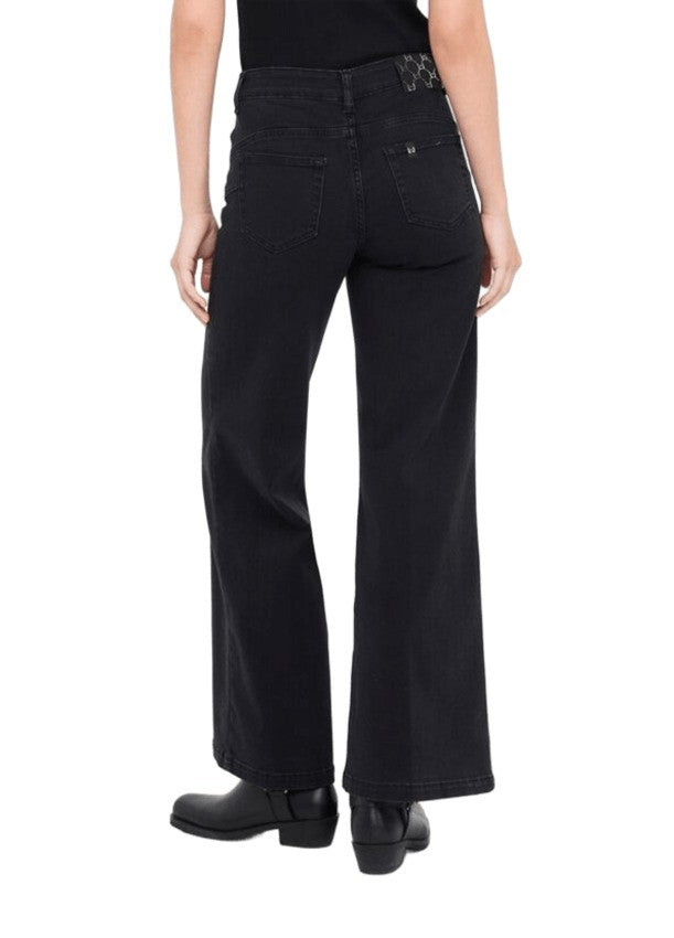 Liu Jo Flared High-Waisted Black Jeans With Five-Pocket Design