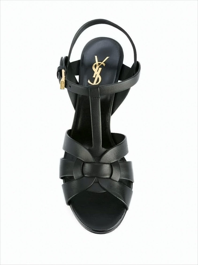 Saint Laurent Strappy Black Calf Leather High-Heeled Sandal
