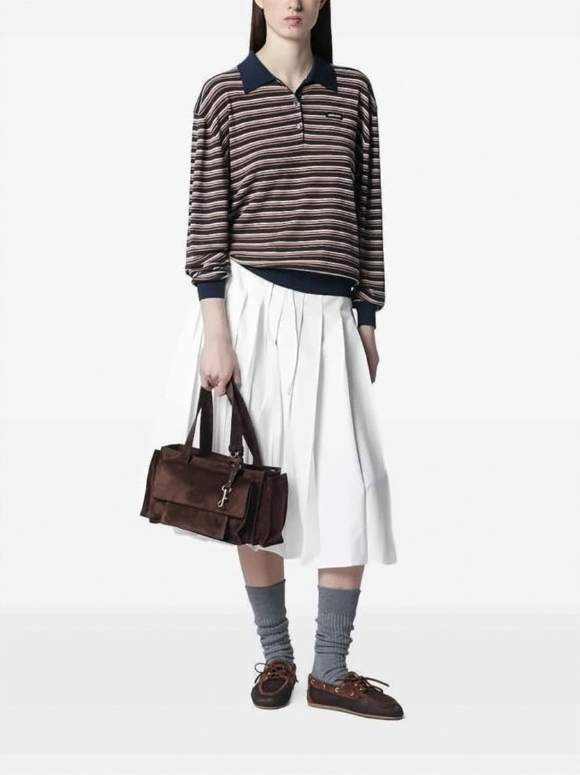Miu Miu Soft Calf Leather Shoulder Bag With Expandable Gussets