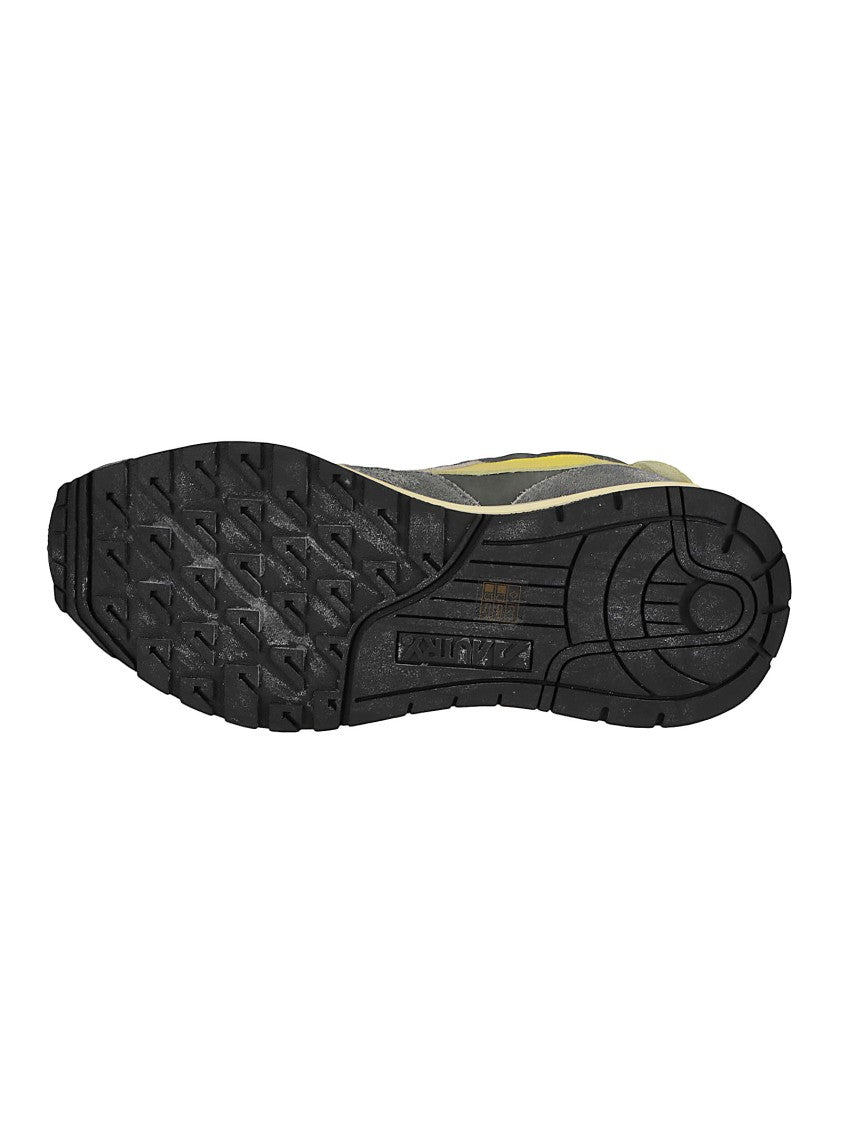 Autry Low-Top Sneakers With Textured Grey Upper And Bold Yellow Accents