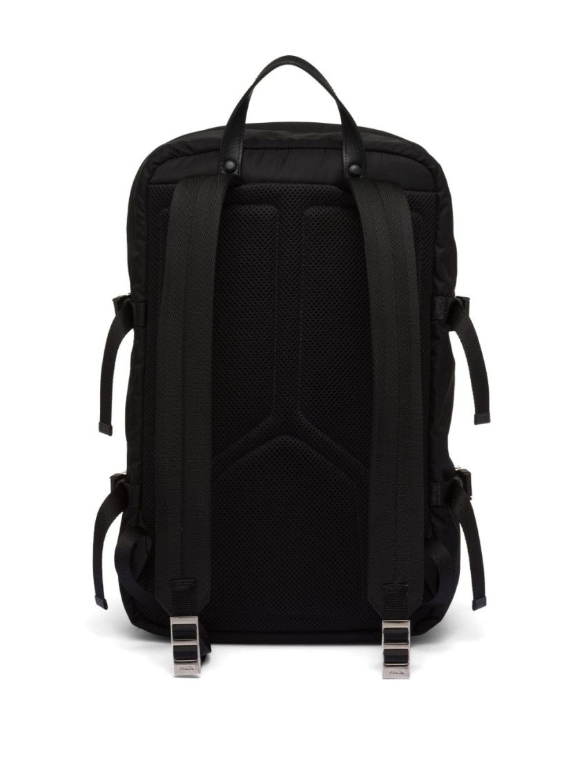 Prada Black Structured Zippered Compartments Backpack
