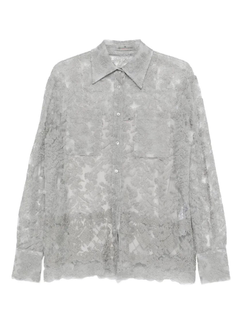 Ermanno Scervino Sheer Lace Overlay Shirt