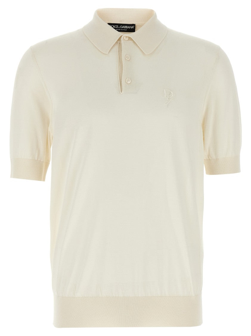 Dolce & Gabbana Silk Knit Polo Shirt With Logo Embroidery