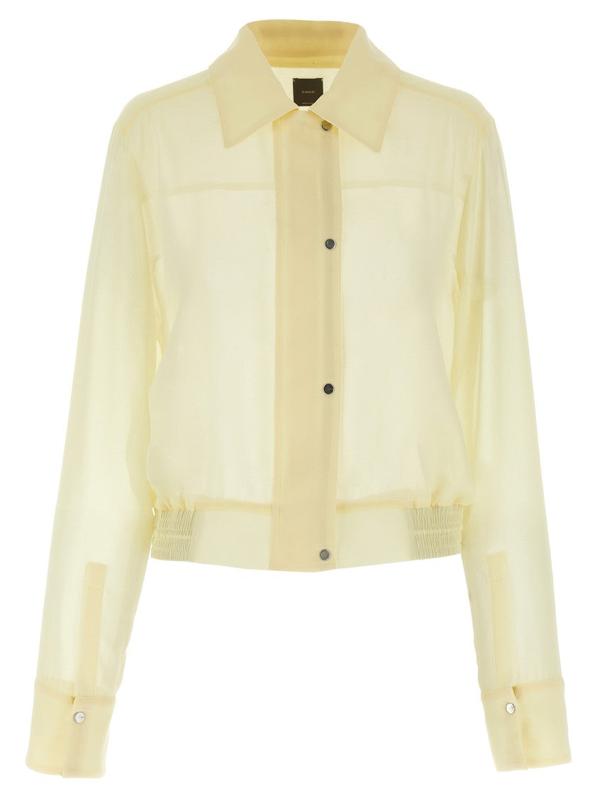 Pinko Transparent Georgette Cropped Shirt With Elastic Waistband