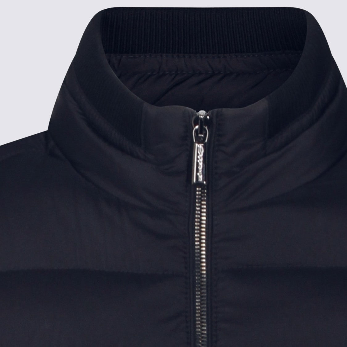 Moorer Quilted Blue Casual Jacket With Padded Front
