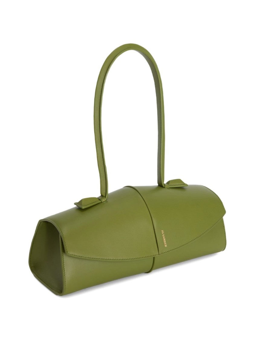 Jil Sander Structured Green Leather Handbag