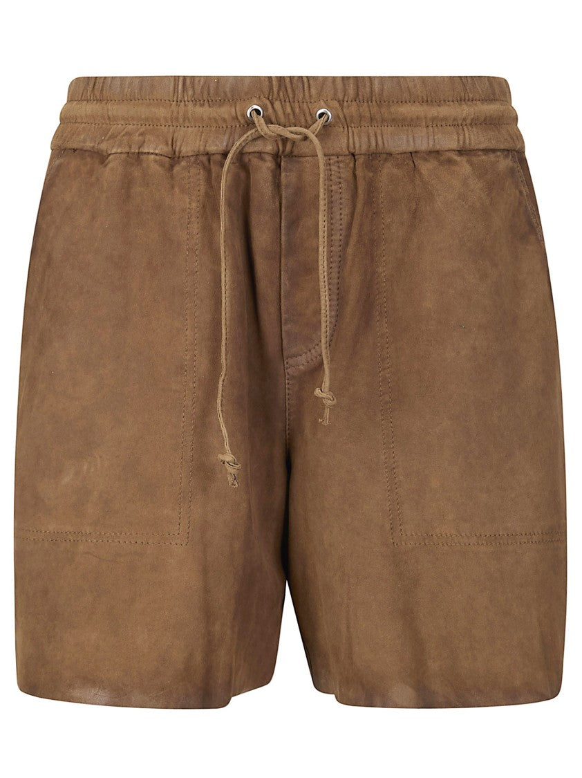 P.A.R.O.S.H. Brown Suede Leather Shorts
