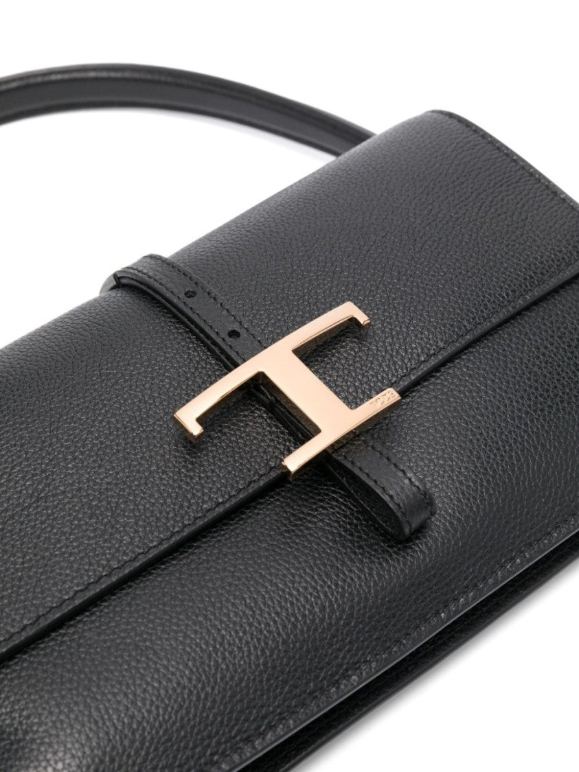 Tod's Structured Leather Handbag With Gold-Tone Logo Clasp