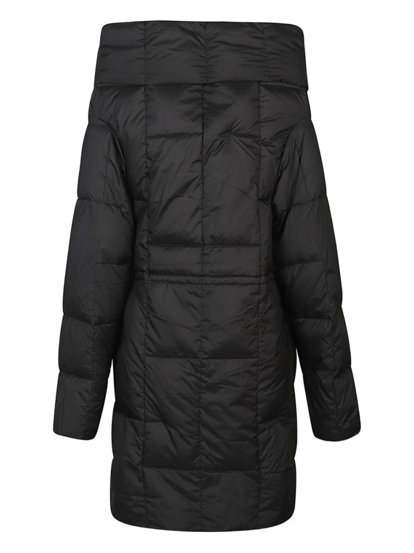 Add Tailored Black Coat With Minimalist Design And Structured Fit