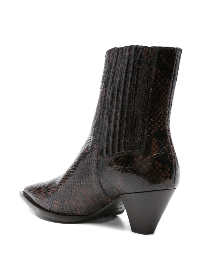 Guglielmo Rotta Elegant Ankle Boots With Textured Snakeskin Finish