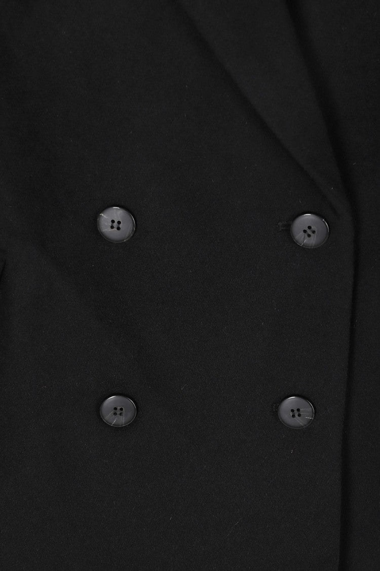 Ivy & Oak Black Double-Breasted Straight Circle Wool Coat