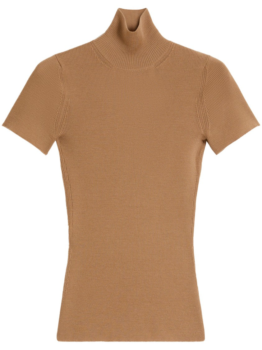 Max Mara Ribbed Knit Sweater With High Mock Neck