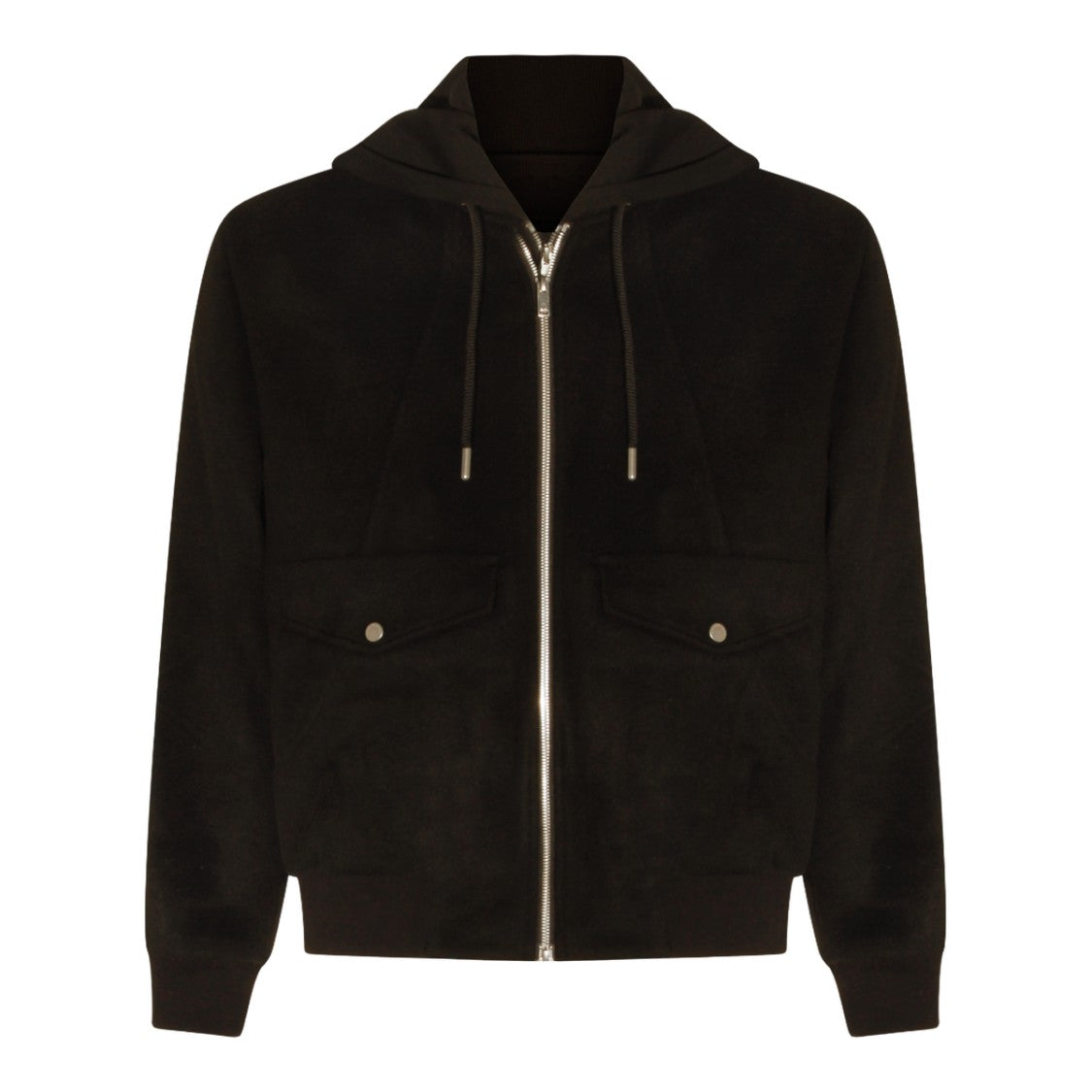Moose Knuckles Front-Zippered Black Jacket With Drawstring Hood