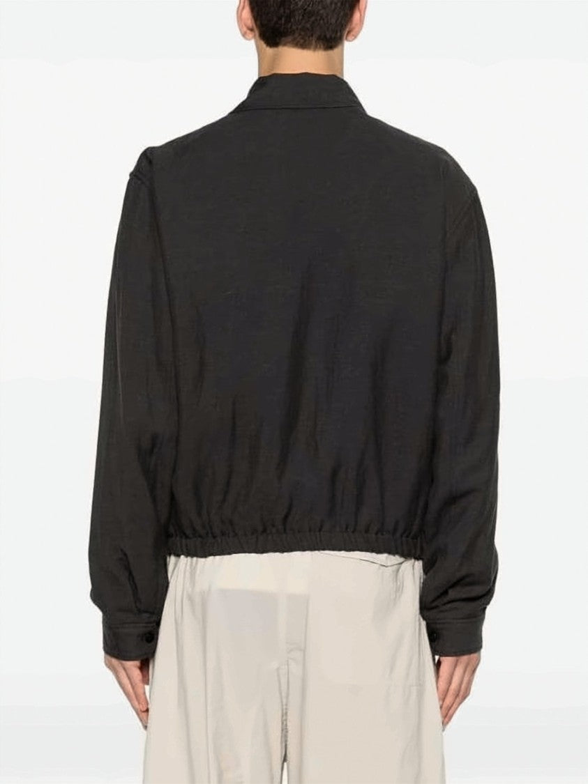 Lemaire Cropped Black Jacket With Classic Collar