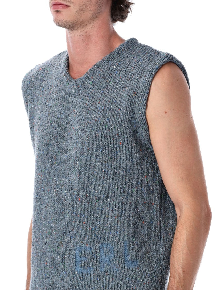 Erl Blue Mélange Knit Vest